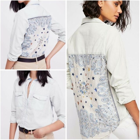 free people | bandana bandit buttondown top - Picture 2 of 8